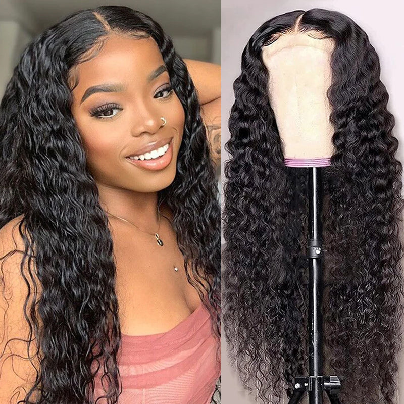 Human hair wig Real Glueless Wig HD 5x5 Lace Closure Wigs Water Glueless Wig Pre Plucked 180% Density Natual Black - arabellahair.com