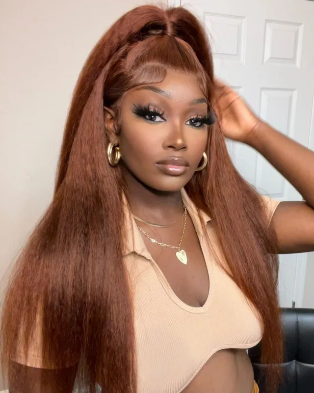 Human hair wig Yaki Straight 
