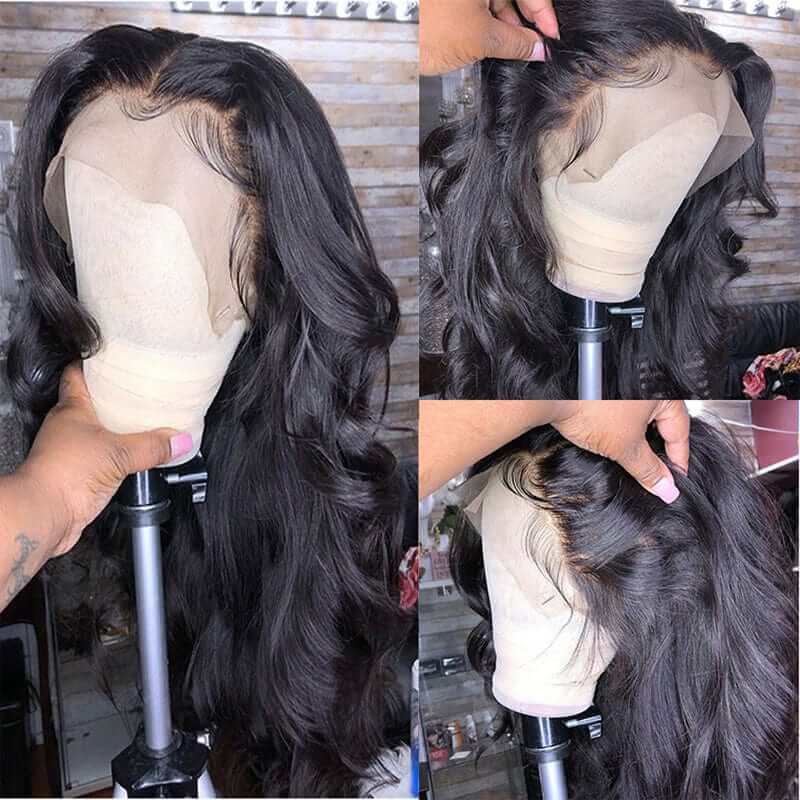 Long Body Wave Free Part Natural Black 13*6 Inch Lace Frontal Wig 210% Density Human Hair Wig - arabellahair.com