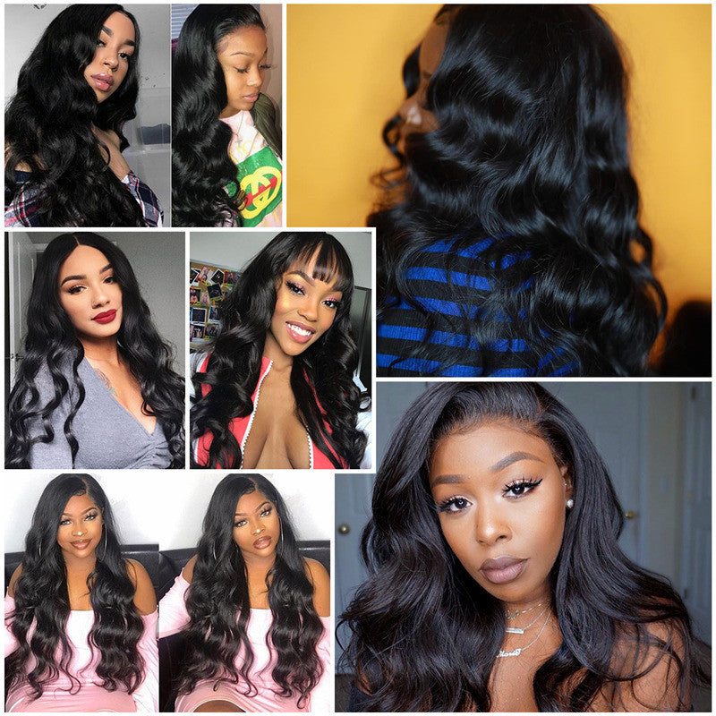 Long Body Wave Free Part Natural Black 13*6 Inch Lace Frontal Wig 210% Density Human Hair Wig - arabellahair.com