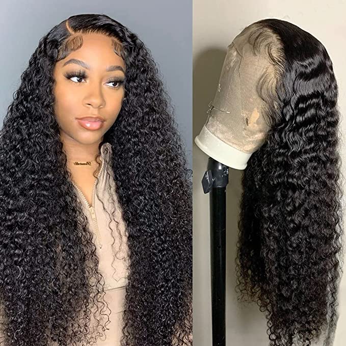 Deep Wave 13*6 Inch Lace Frontal Wig  Natural Black 210% Density Free Part Human Hair - arabellahair.com