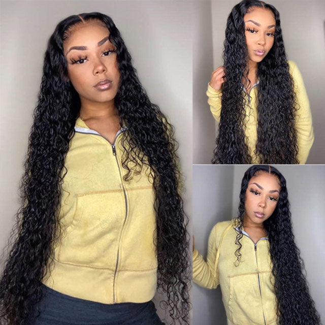 Long Length Curly Wig 32-40 Inch Transparent 13*4 Lace Frontal Wig Deep Wave Jerry Curly 180% Density - arabellahair.com