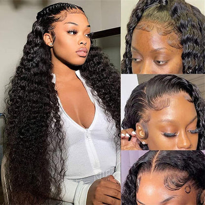 Jerry Curly Natural Black 360 Lace Frontal Human Hair Wig Free Part