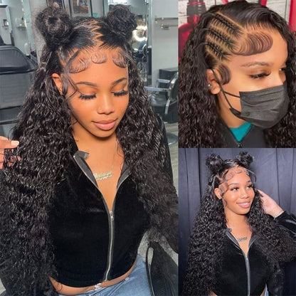 Jerry Curly Natural Black 360 Lace Frontal Human Hair Wig Free Part
