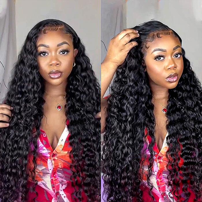 13x6 Lace Frontal Water Wave Natural Black Human Hair Wig- Arabella Hair